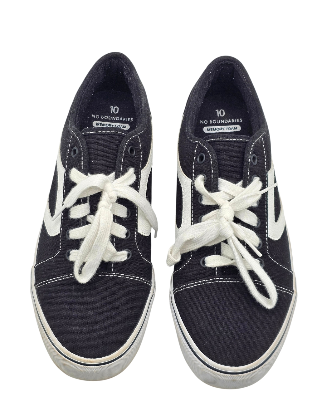 Mens No Boundaries Black Low-Top Canvas Sneakers with White Accents